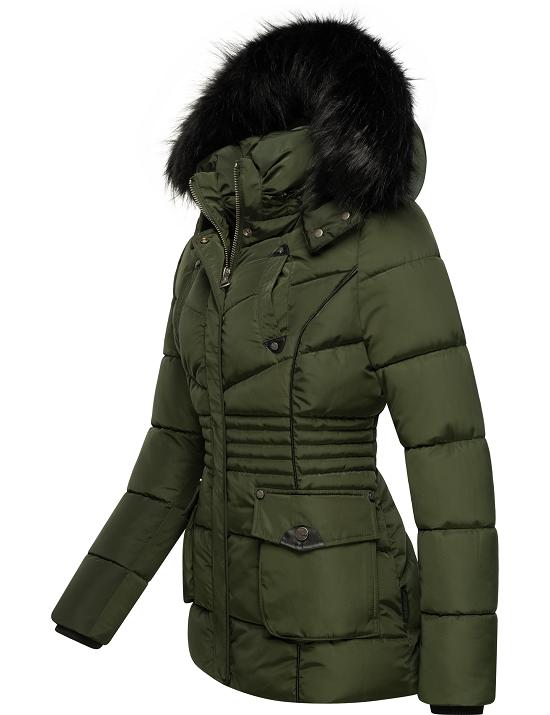 Marikoo Vanilla Damen Winter Stepp Parka Mantel | warm eBay Jacke Kragen Kurz Kunstpelz