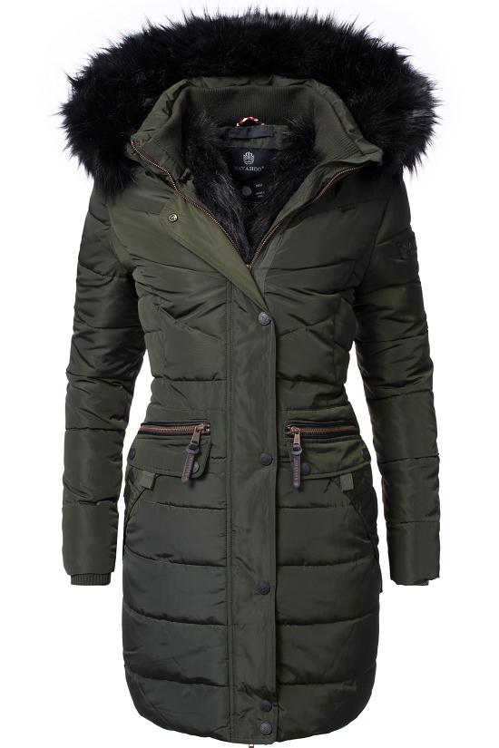Navahoo Paula Damen Winter Parka Stepp Mantel Jacke Kunstpelz Kapuze